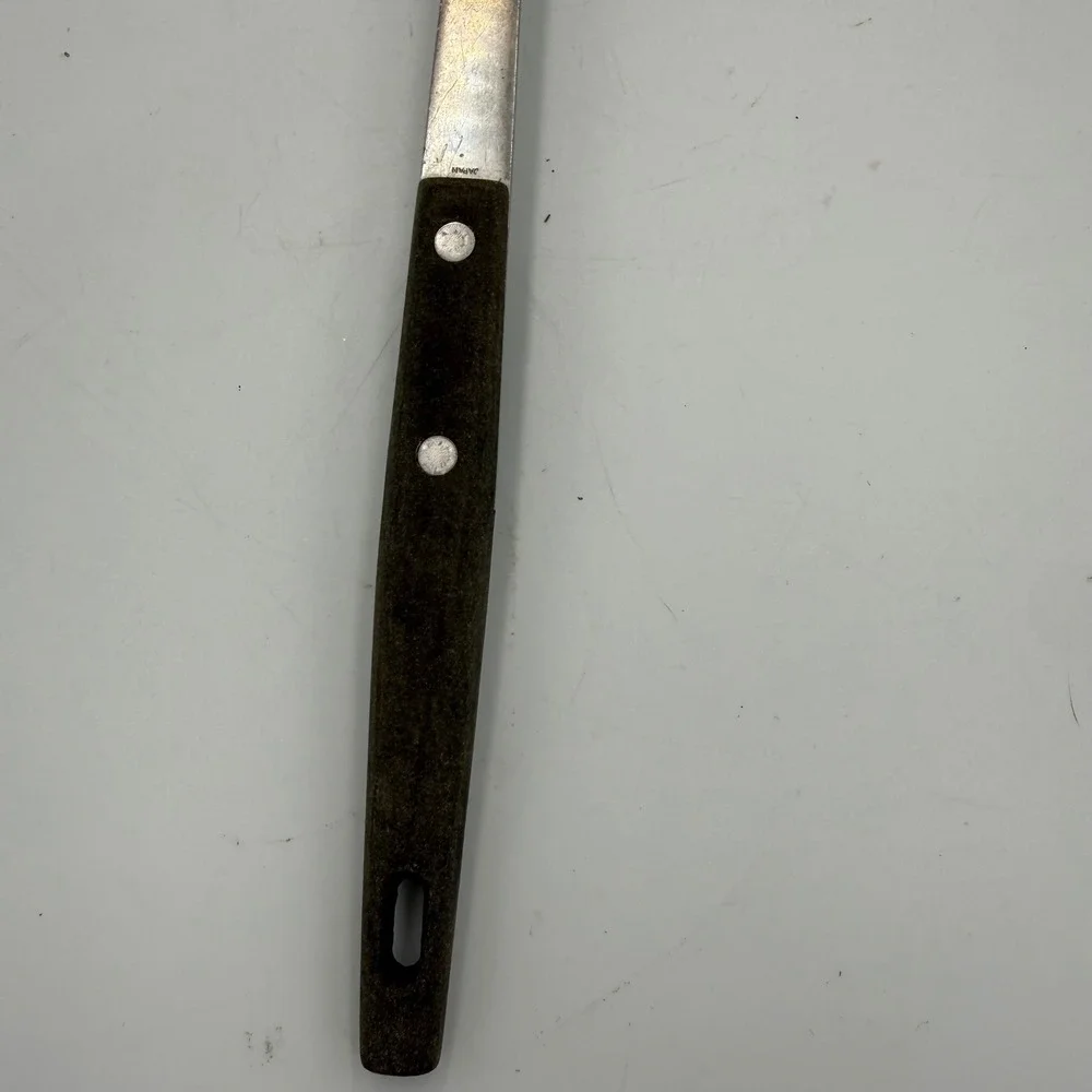 Vintage Household Japan Slotted Spatula Turner Stainless Steel Wood Handle 12